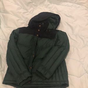 Green down puffer coat